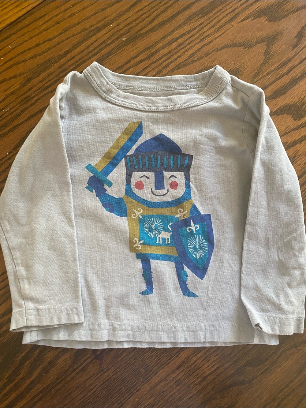 Tea Boy  Long-Sleeve Knight Graphic Tee with Blue and Gold Detail 12-18 Months